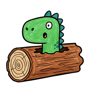 Dinosaur with its Head Stuck in a Hollow Log